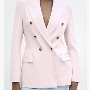 Zara Pink Double-Breasted Blazer